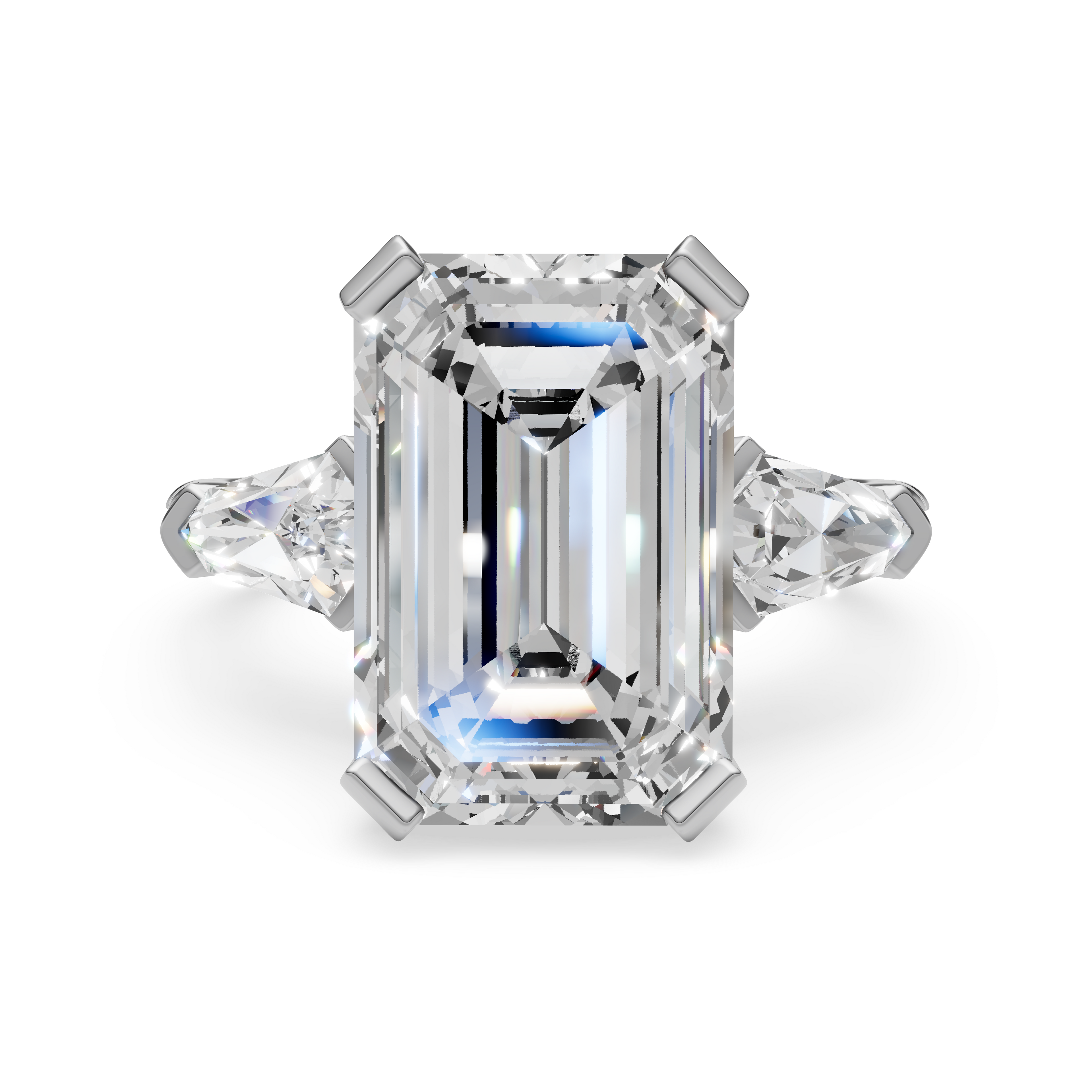 'Luna' One-Row Pavé Three Stone Lab Diamond Engagement Ring