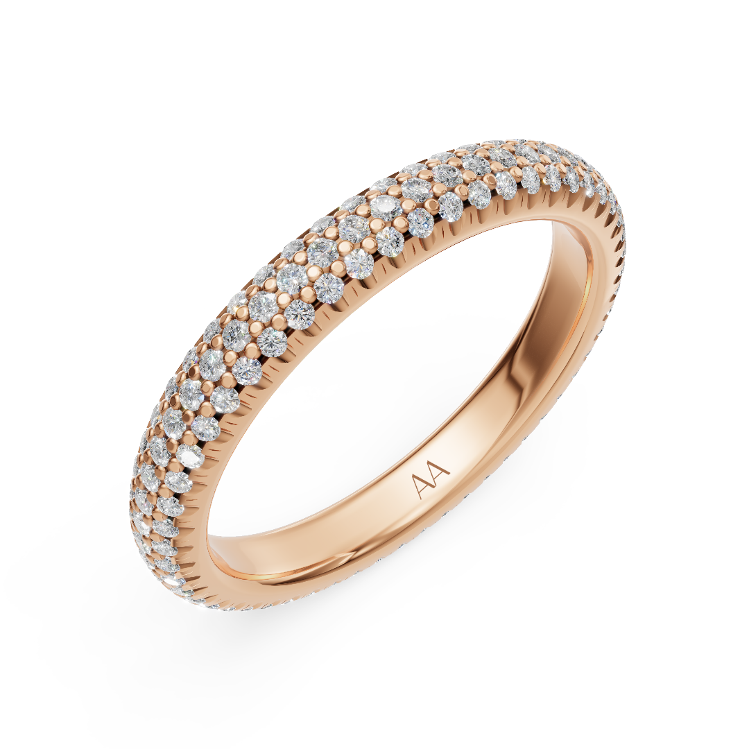 'Luna' Three Rows Bombé Lab Diamond Pavé Wedding Band