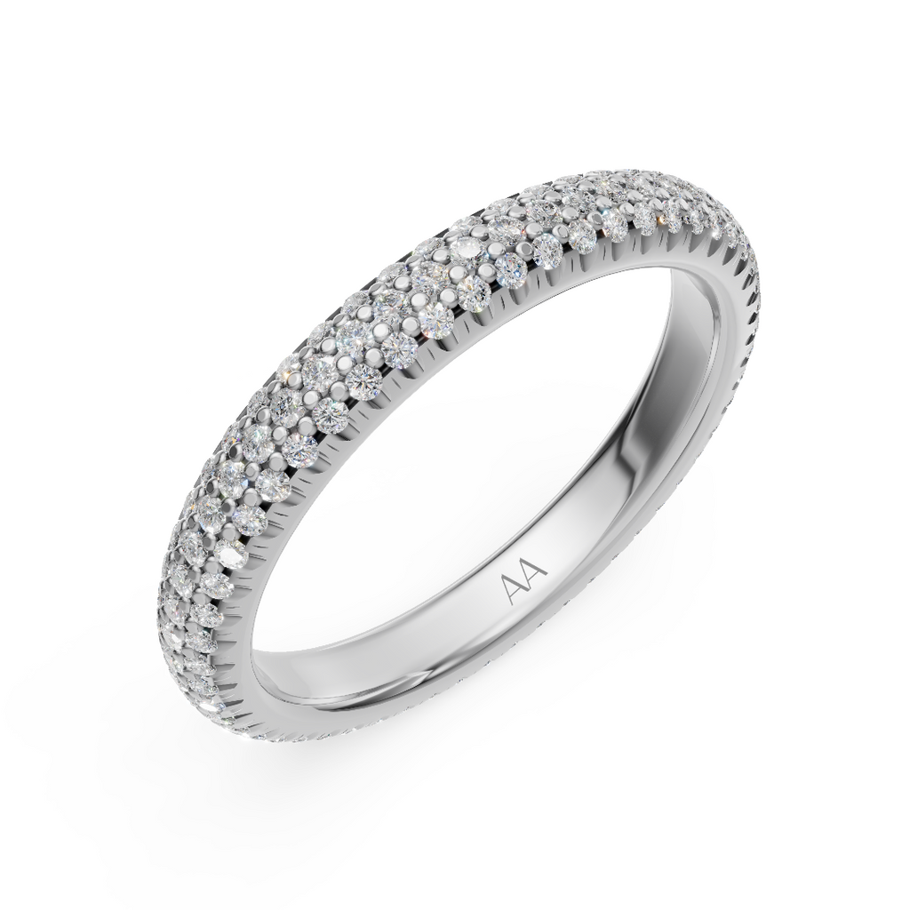 'Luna' Three Rows Bombé Lab Diamond Pavé Wedding Band