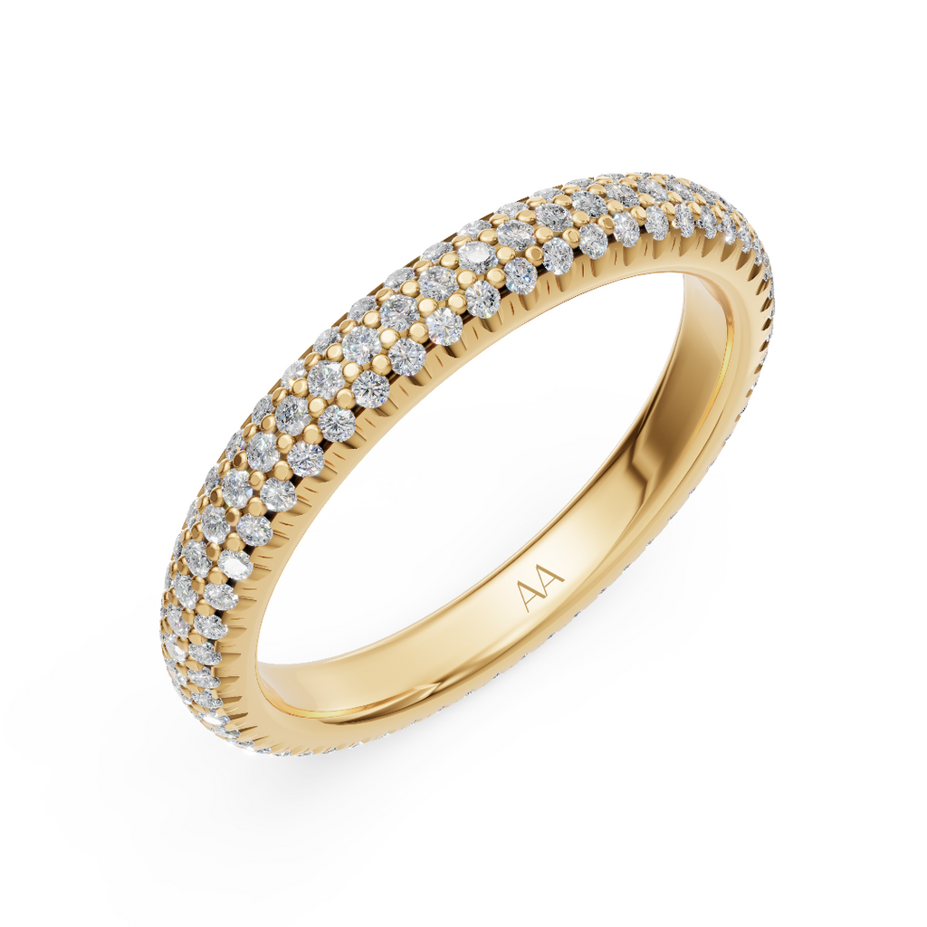 'Luna' Three Rows Bombé Lab Diamond Pavé Wedding Band
