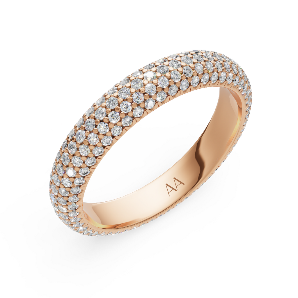 'Luna' Five Rows Bombé Lab Diamond Pavé Wedding Band