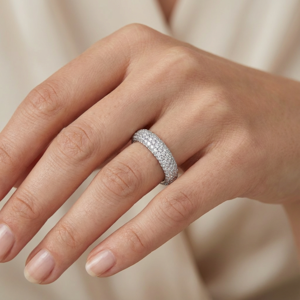 'Luna' Five Rows Bombé Lab Diamond Pavé Wedding Band