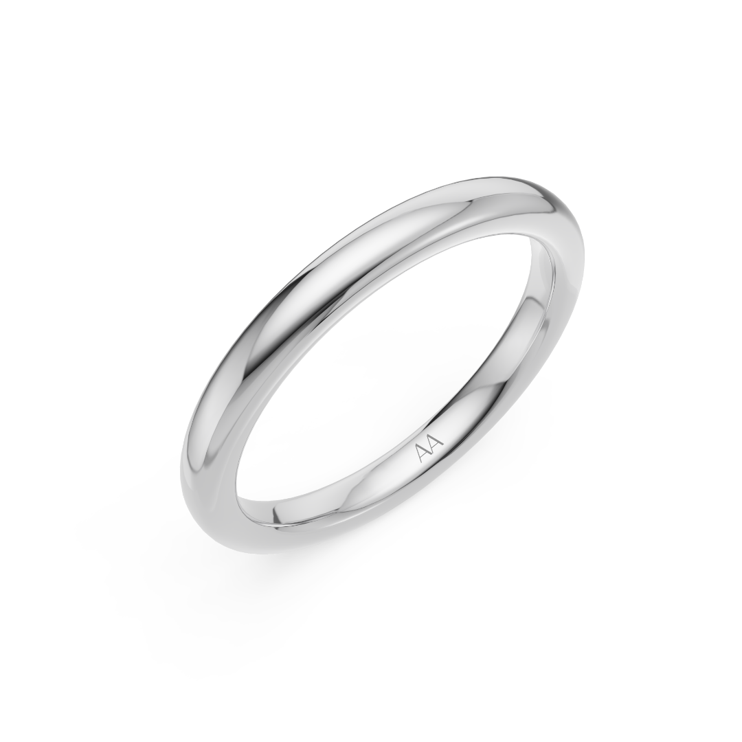 'Luna' High Polish Wedding Band