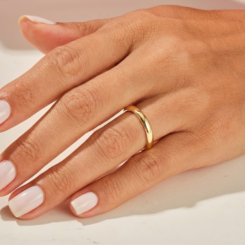 'Luna' High Polish Wedding Band