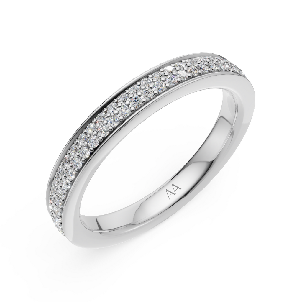 'Luna' Two Rows Brite-Set Lab Diamond Pavé Wedding Band