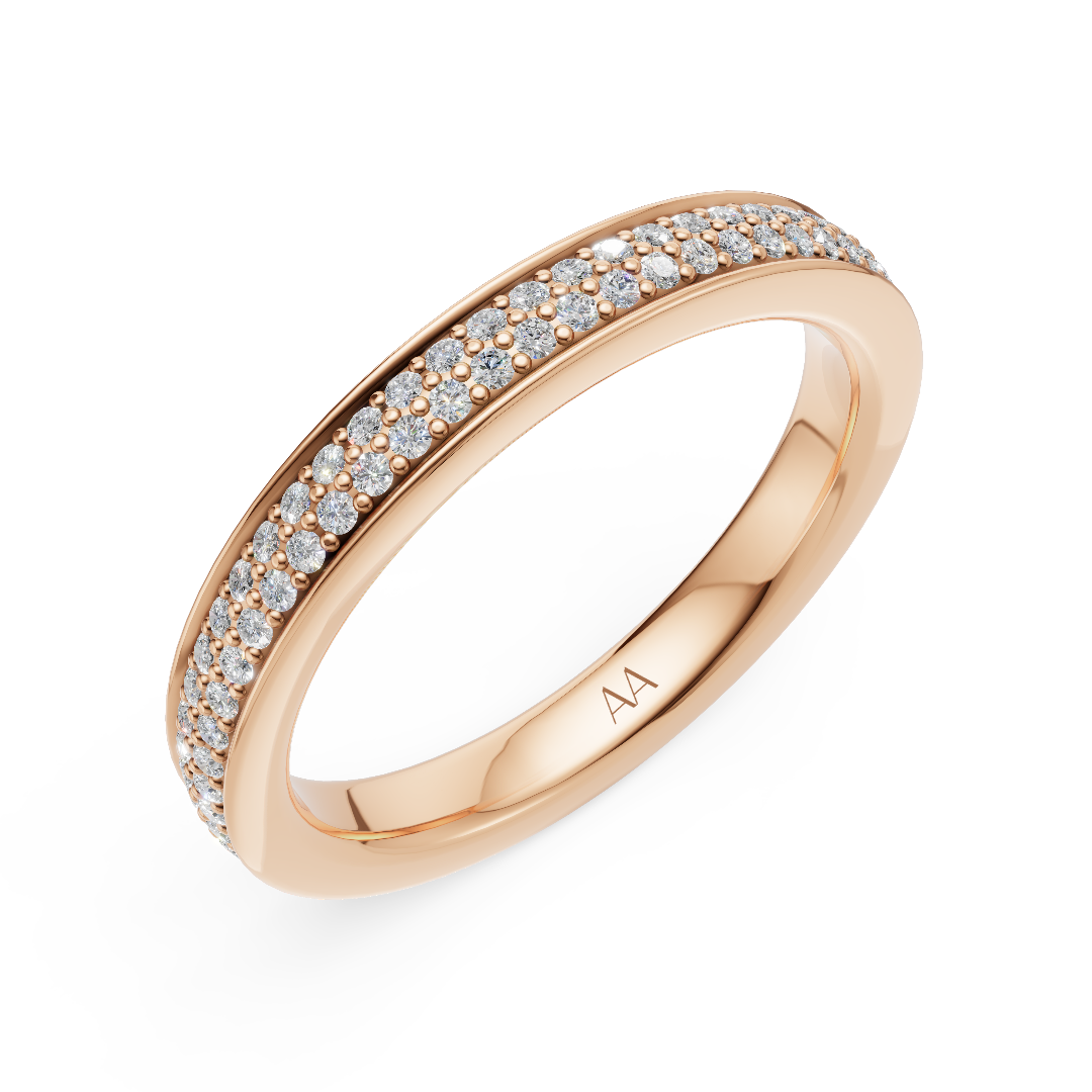 'Luna' Two Rows Brite-Set Lab Diamond Pavé Wedding Band