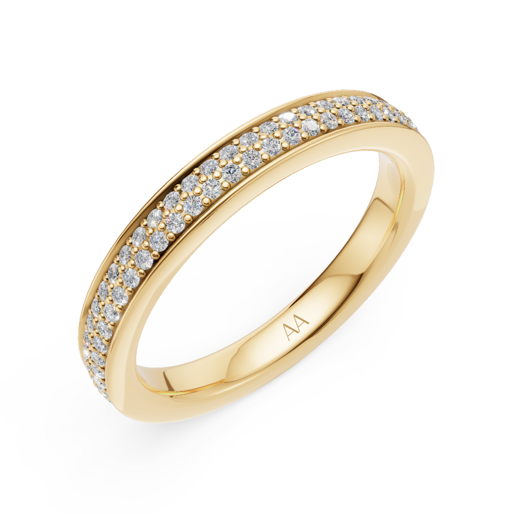 'Luna' Two Rows Brite-Set Lab Diamond Pavé Wedding Band