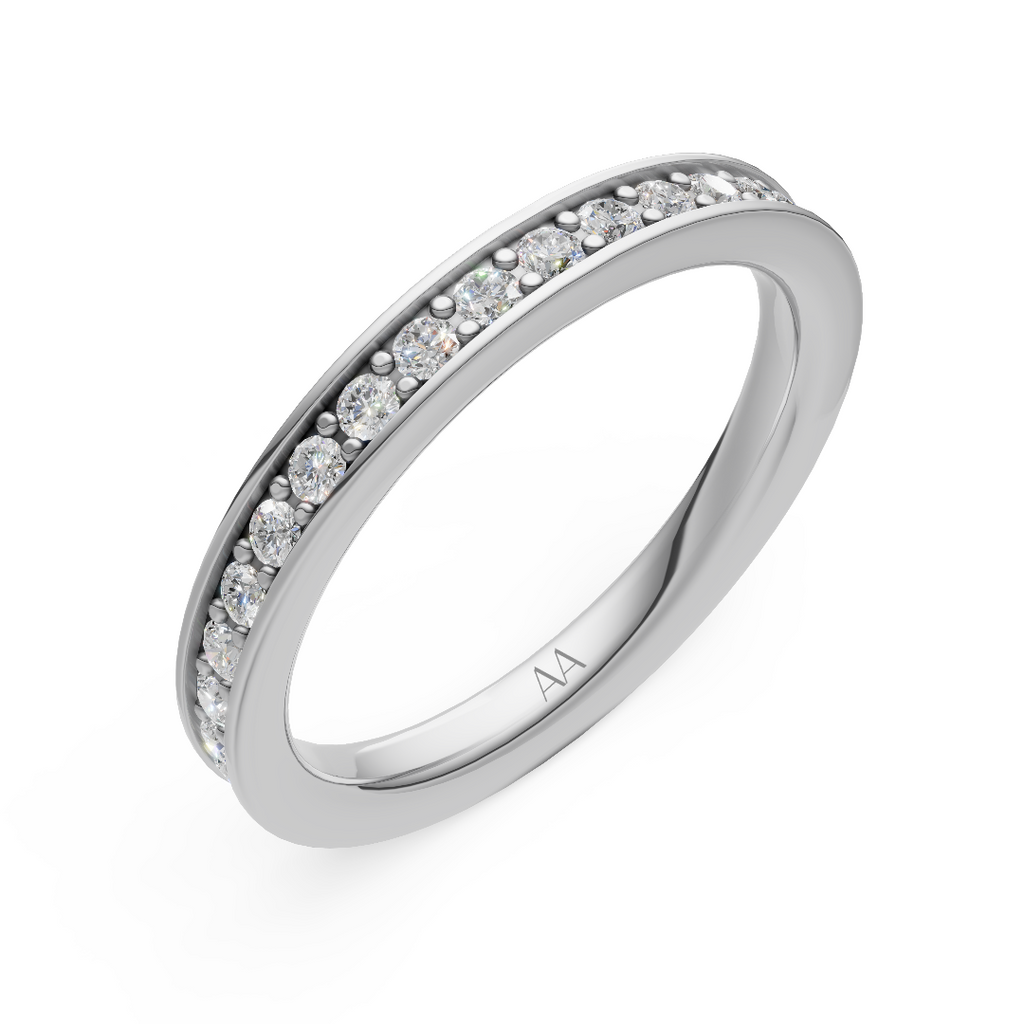 'Luna' One Row Brite-Set Lab Diamond Pavé Wedding Band