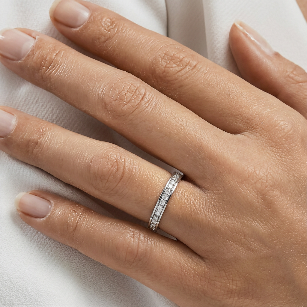'Luna' One Row Brite-Set Lab Diamond Pavé Wedding Band