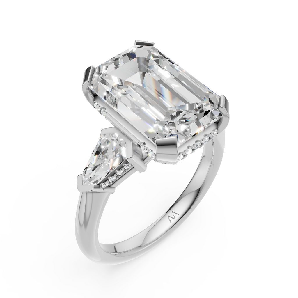 'Luna' High Polished Three Stone Lab Diamond Engagement Ring