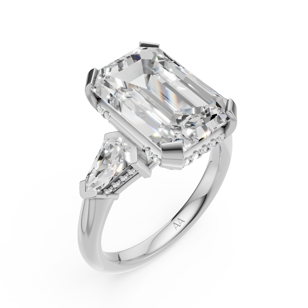 'Luna' High Polished Three Stone Lab Diamond Engagement Ring