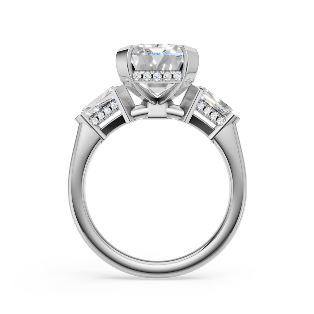 'Luna' High Polished Three Stone Lab Diamond Engagement Ring
