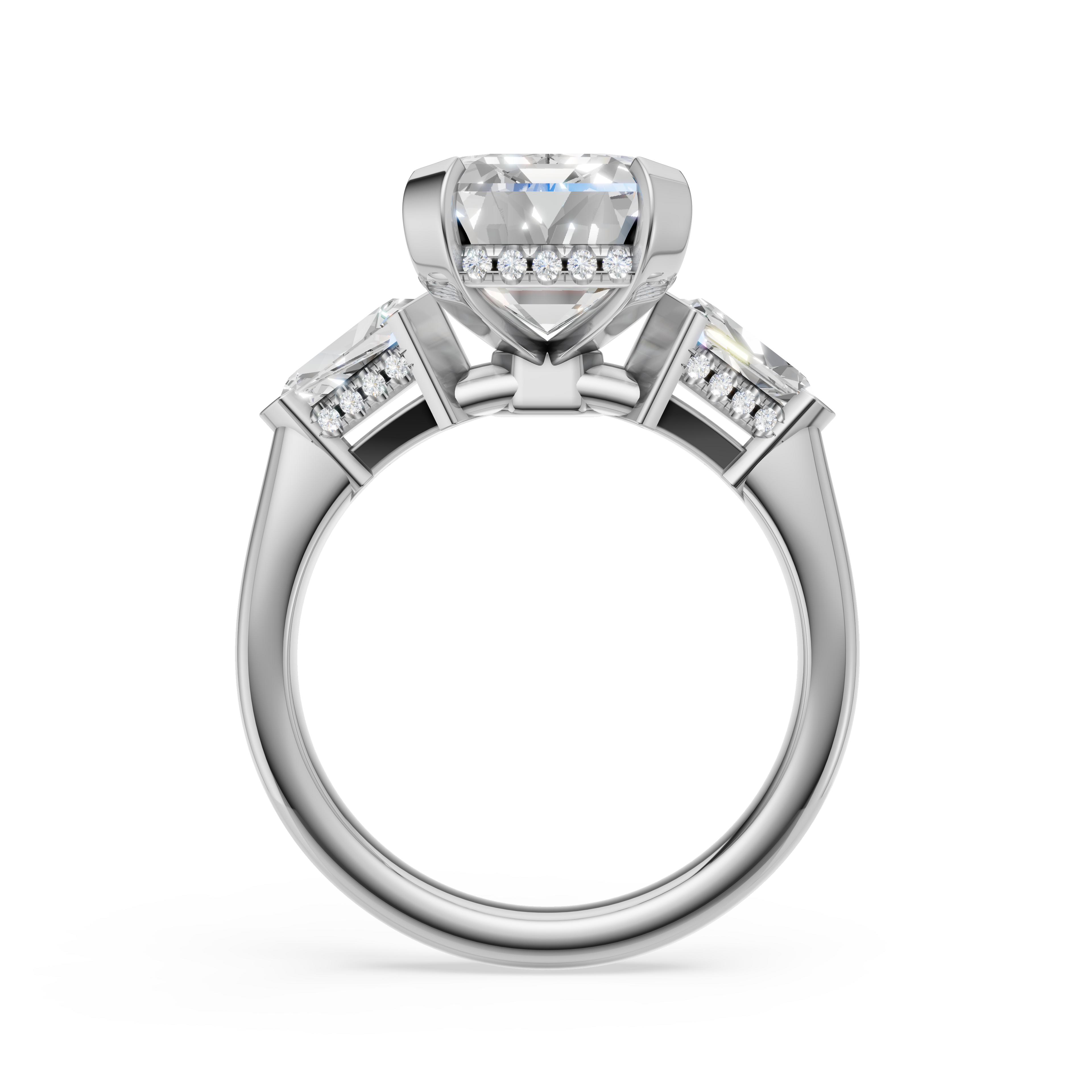 'Luna' High Polished Three Stone Lab Diamond Engagement Ring