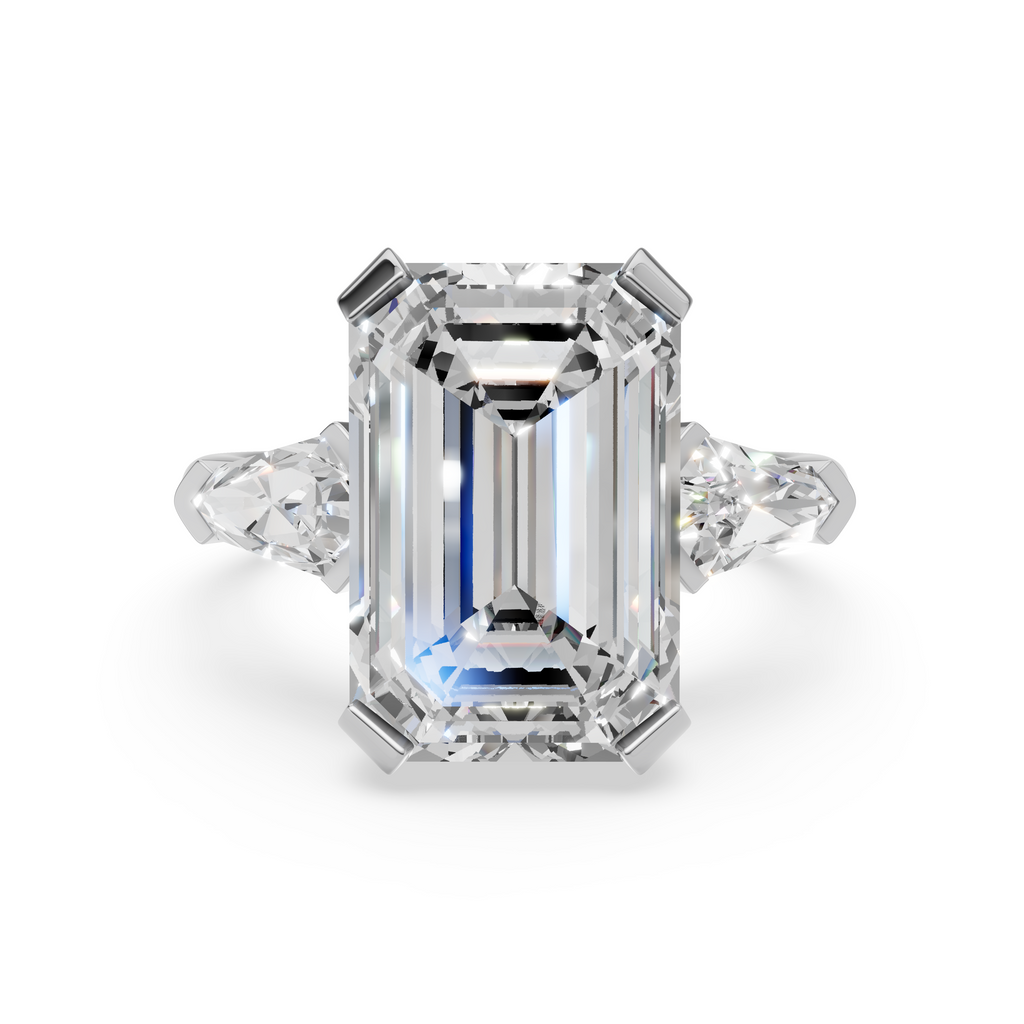 'Luna' High Polished Three Stone Lab Diamond Engagement Ring