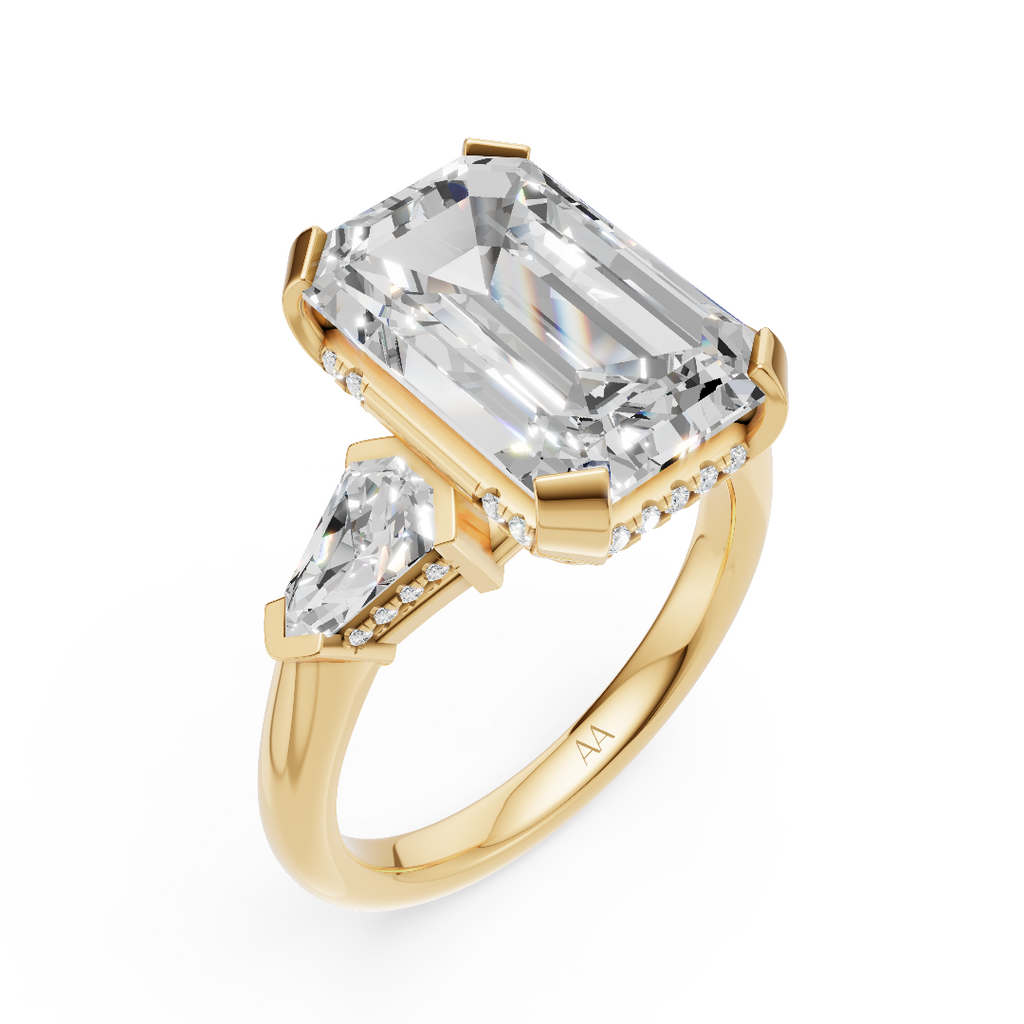 'Luna' High Polished Three Stone Lab Diamond Engagement Ring