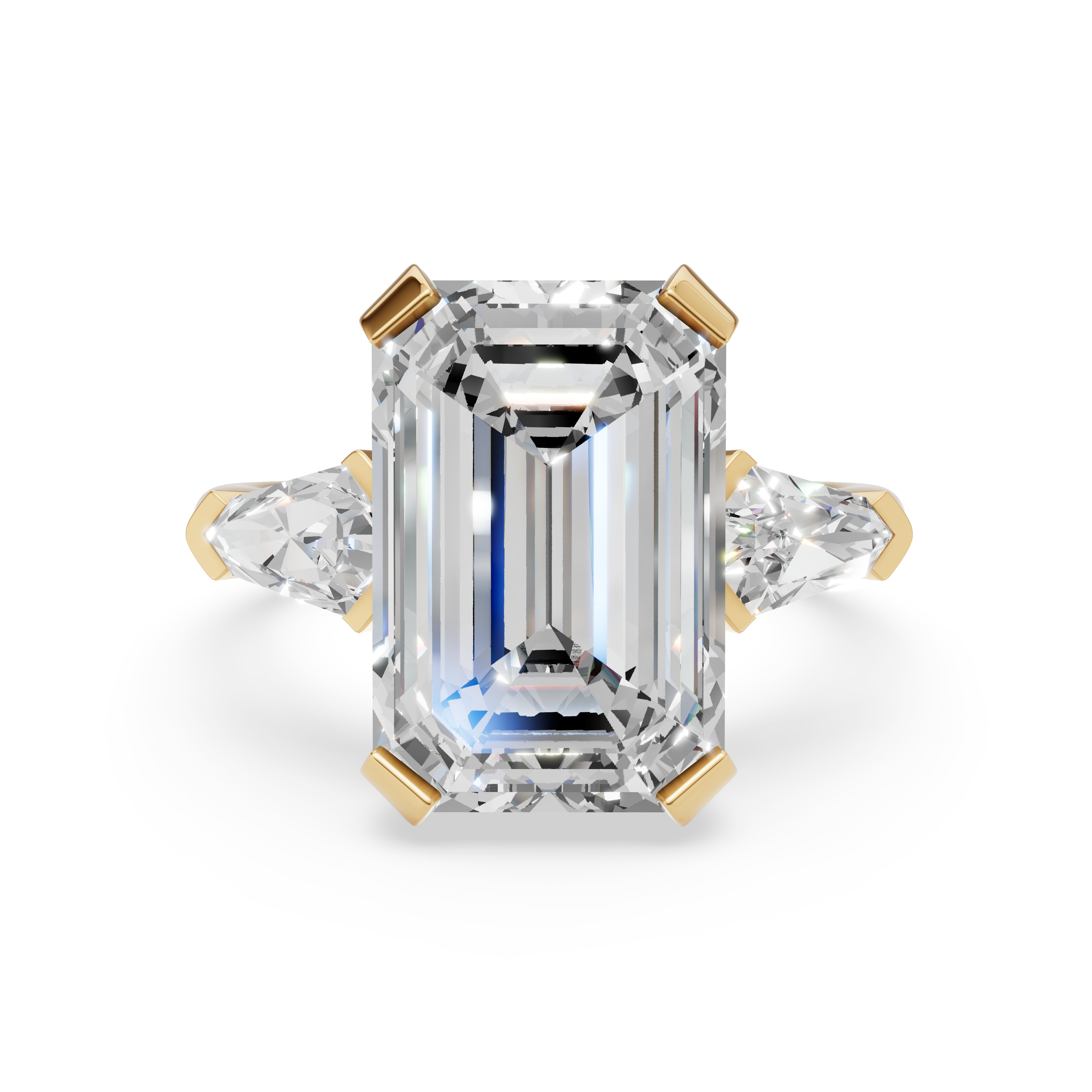 'Luna' High Polished Three Stone Lab Diamond Engagement Ring