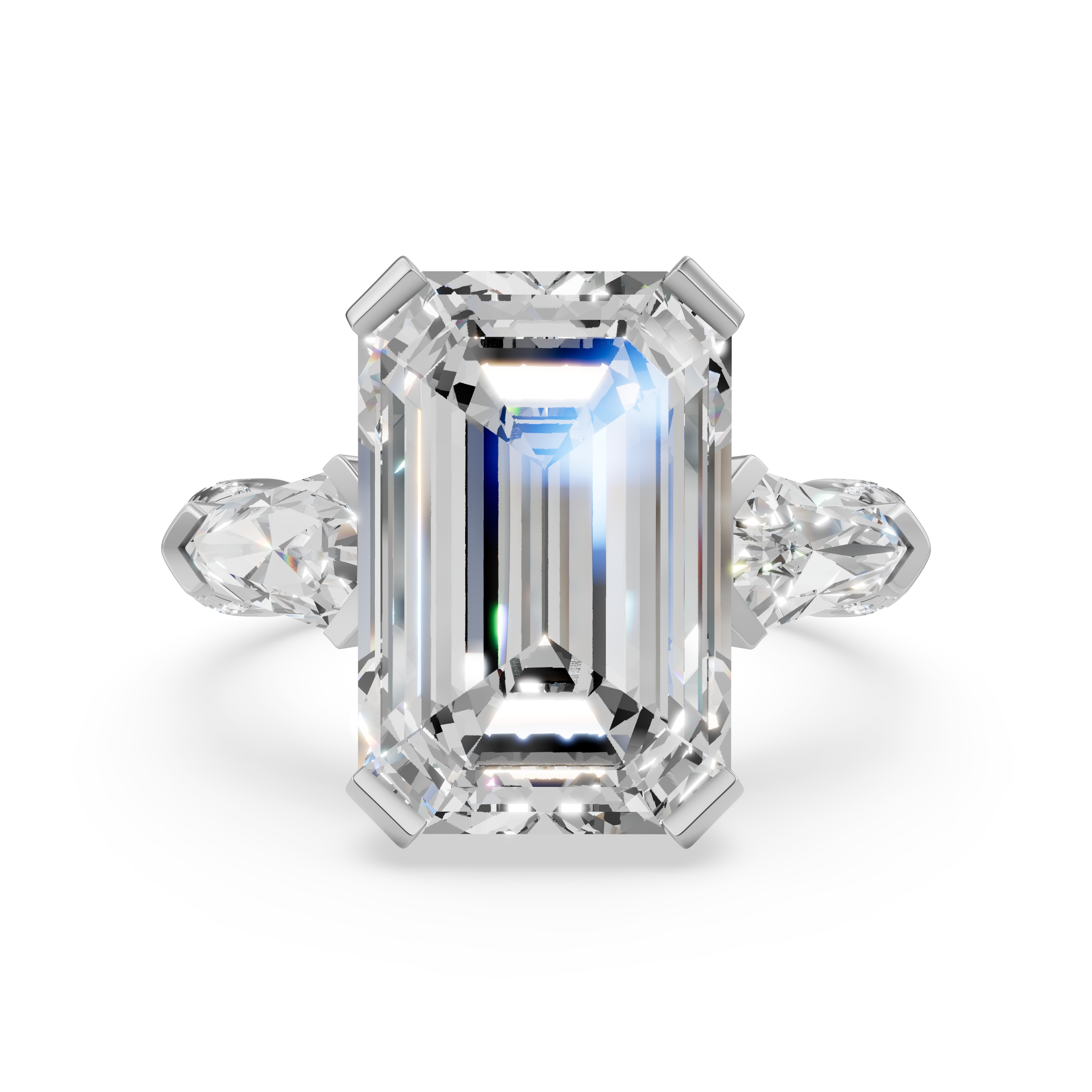 'Luna' Five-Rows Pavé Three Stone Lab Diamond Engagement Ring