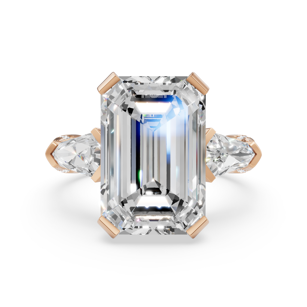 'Luna' Five-Rows Pavé Three Stone Lab Diamond Engagement Ring