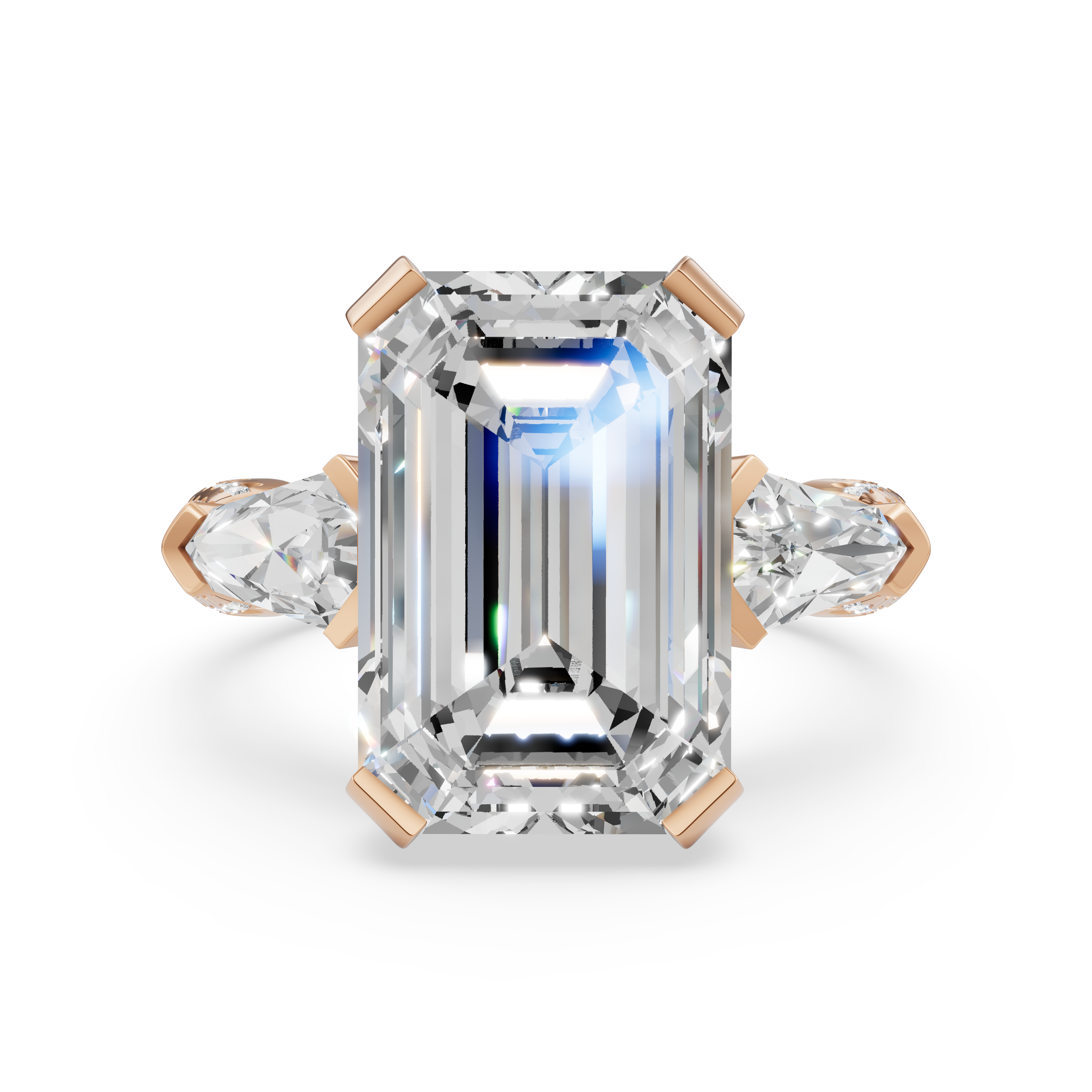 'Luna' Five-Rows Pavé Three Stone Lab Diamond Engagement Ring