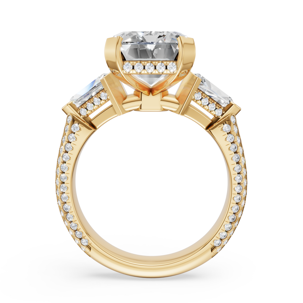 'Luna' Five-Rows Pavé Three Stone Lab Diamond Engagement Ring