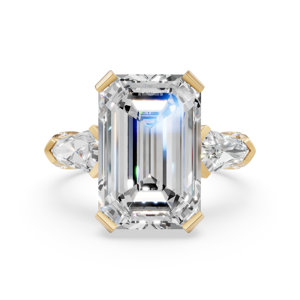 'Luna' Five-Rows Pavé Three Stone Lab Diamond Engagement Ring