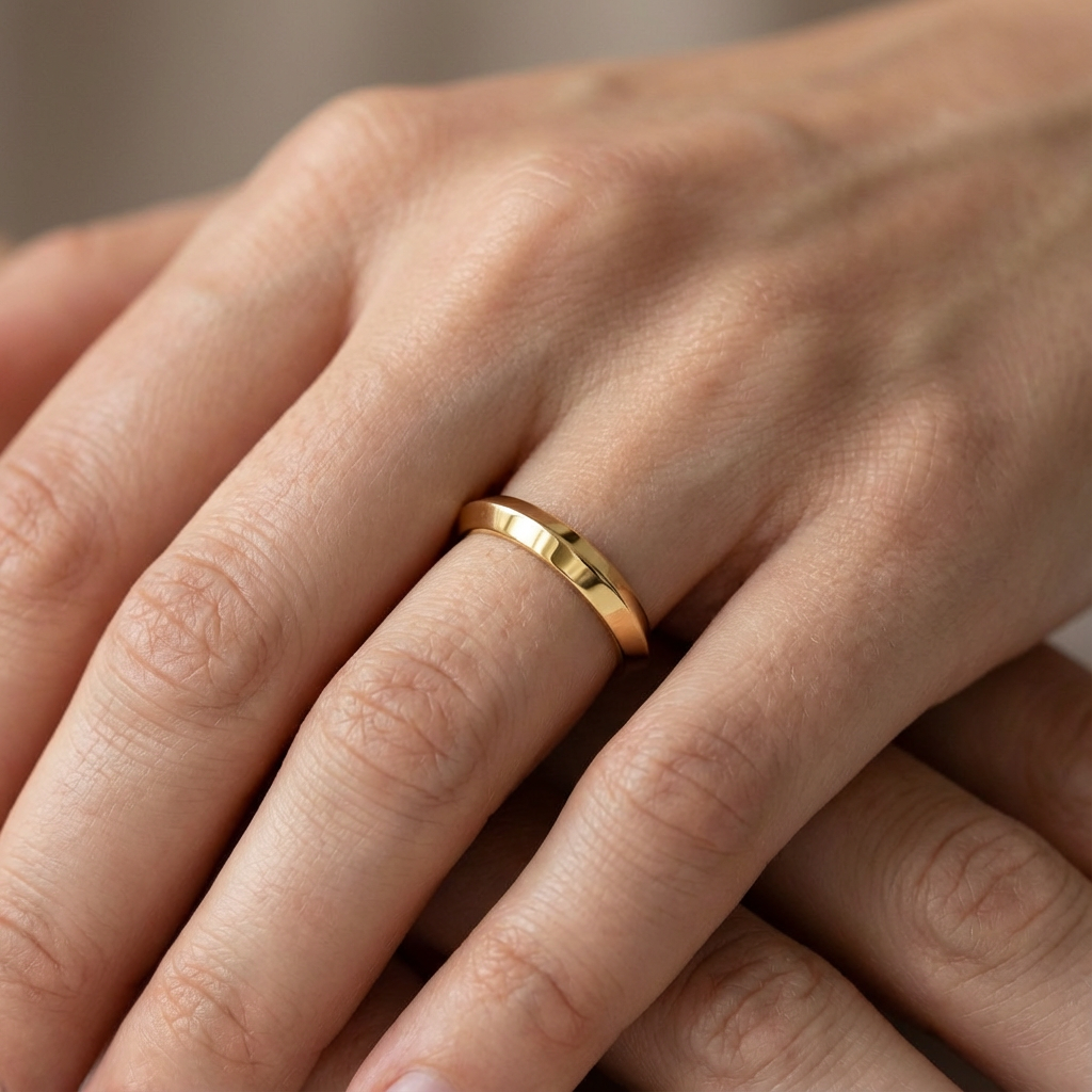 'Juno' knife-edge High Polish Wedding Band