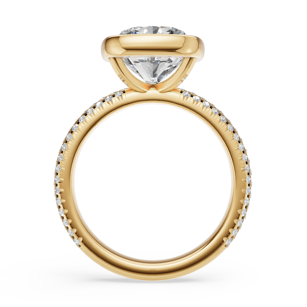 'Juno' Bezel-Set, Three-Rows Pavé Lab Diamond Engagement Ring
