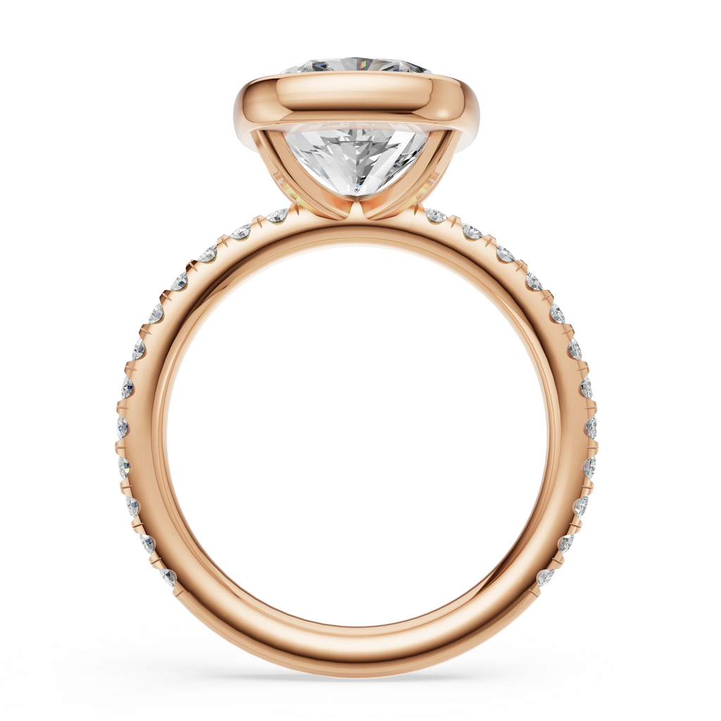 'Juno' Bezel-Set, One-Row Pavé Lab Diamond Engagement Ring
