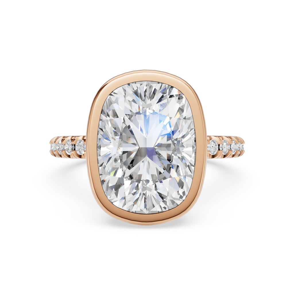 'Juno' Bezel-Set, One-Row Pavé Lab Diamond Engagement Ring