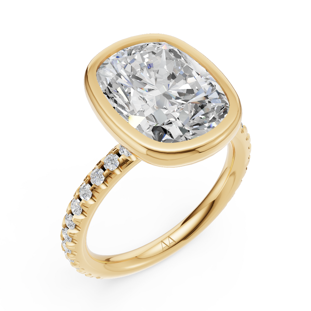 'Juno' Bezel-Set, One-Row Pavé Lab Diamond Engagement Ring