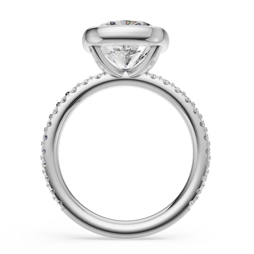 'Juno' Bezel-Set, One-Row Pavé Lab Diamond Engagement Ring
