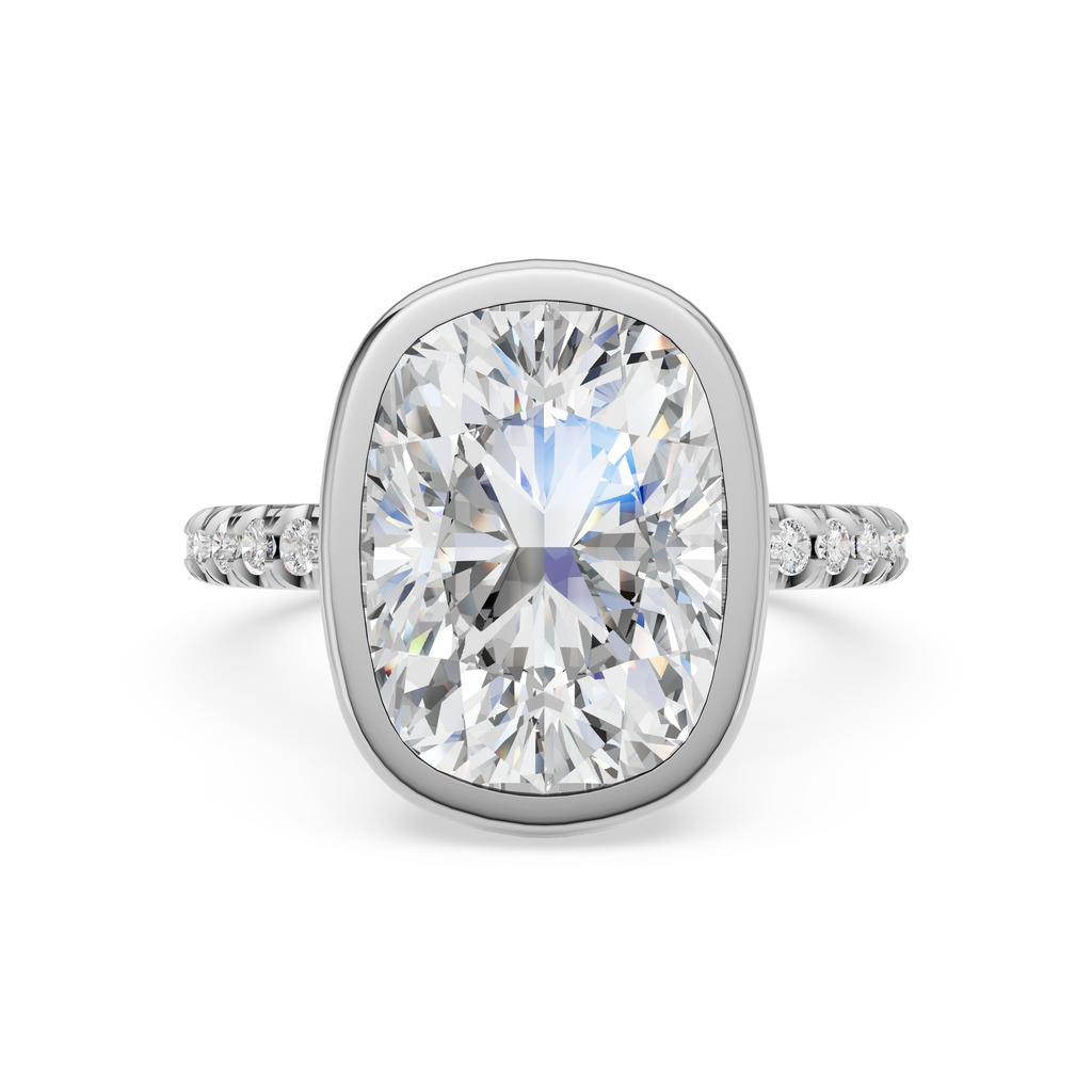 'Juno' Bezel-Set, One-Row Pavé Lab Diamond Engagement Ring