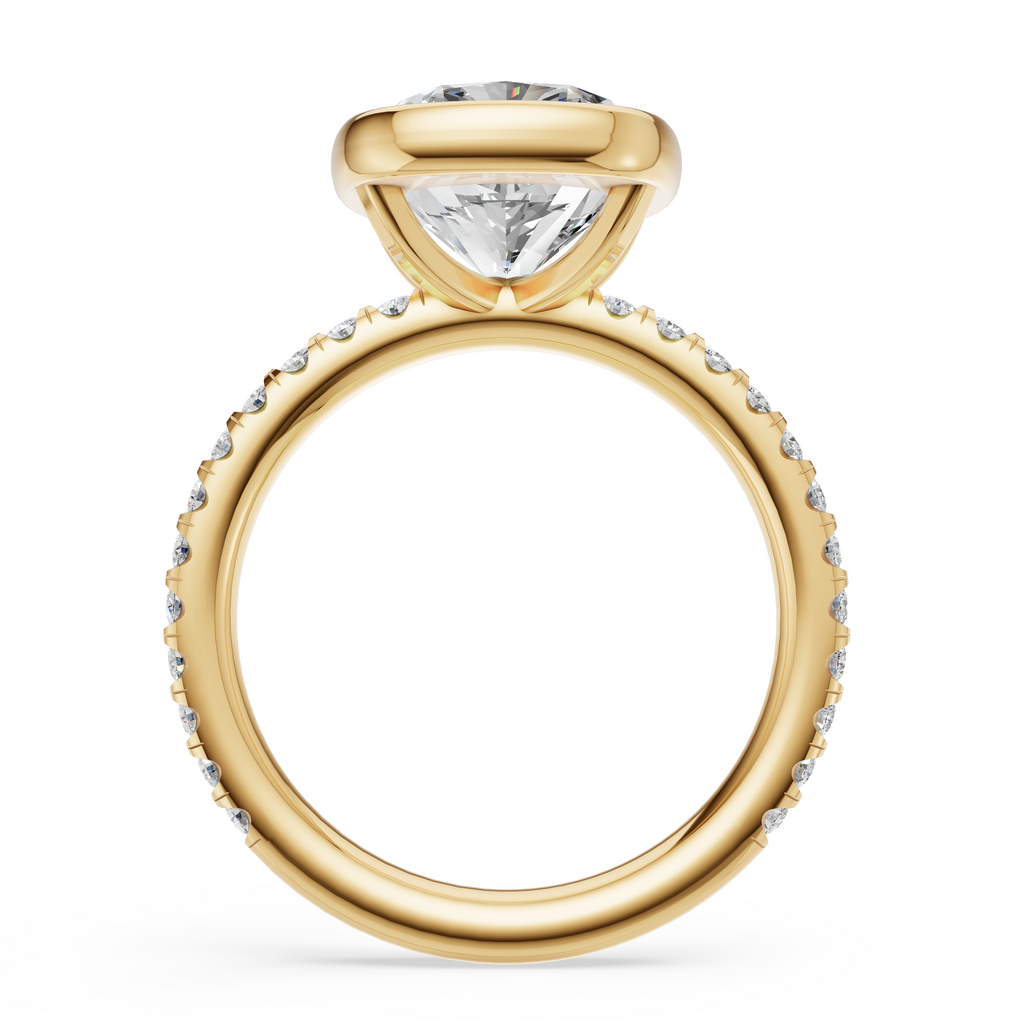 'Juno' Bezel-Set, One-Row Pavé Lab Diamond Engagement Ring
