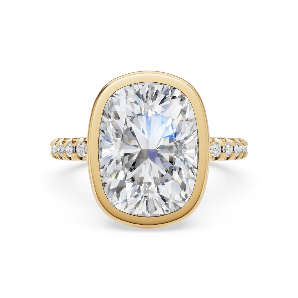 'Juno' Bezel-Set, One-Row Pavé Lab Diamond Engagement Ring