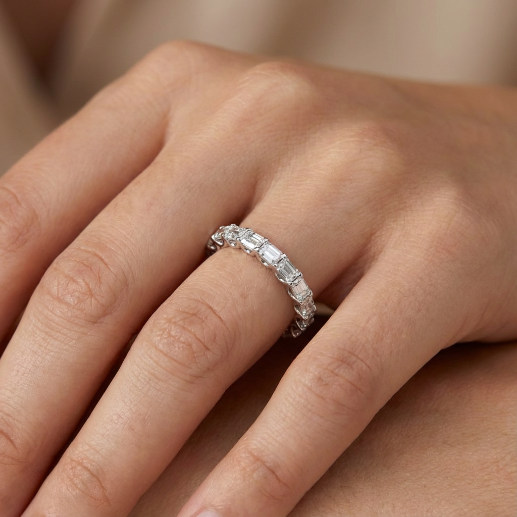 'Muse IV' East-West Emerald Cut Lab Diamond Eternity Band