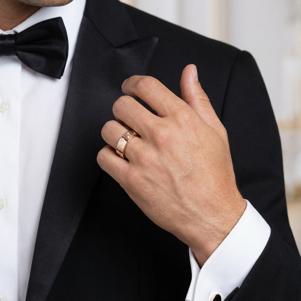 'Maximus' Lab Diamond High Polished Mens Band