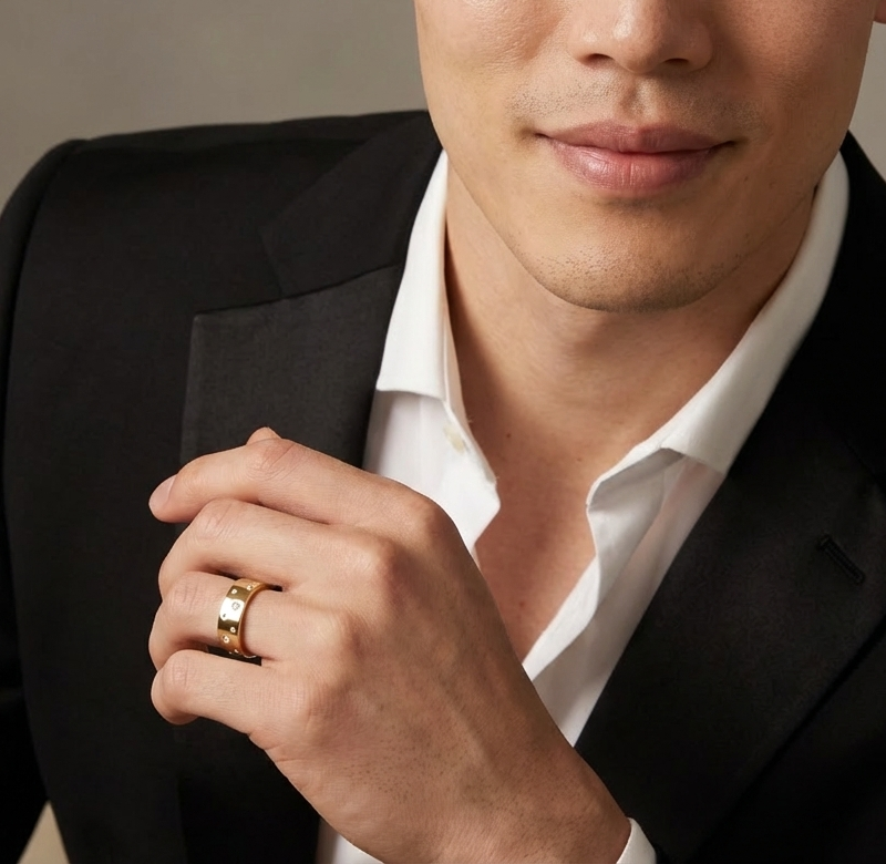 'Maximus' Lab Diamond High Polished Mens Band