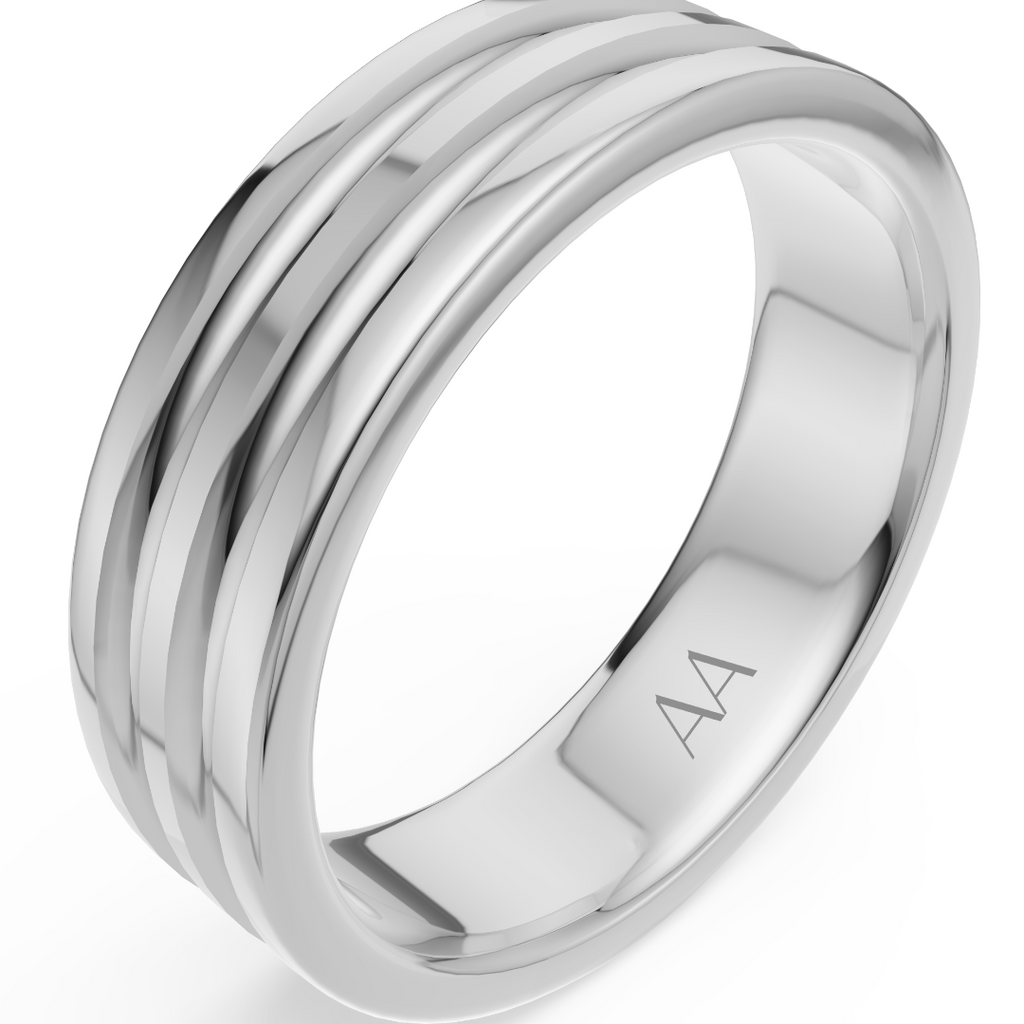 'Augustus' Fluted High Polished Mens Band