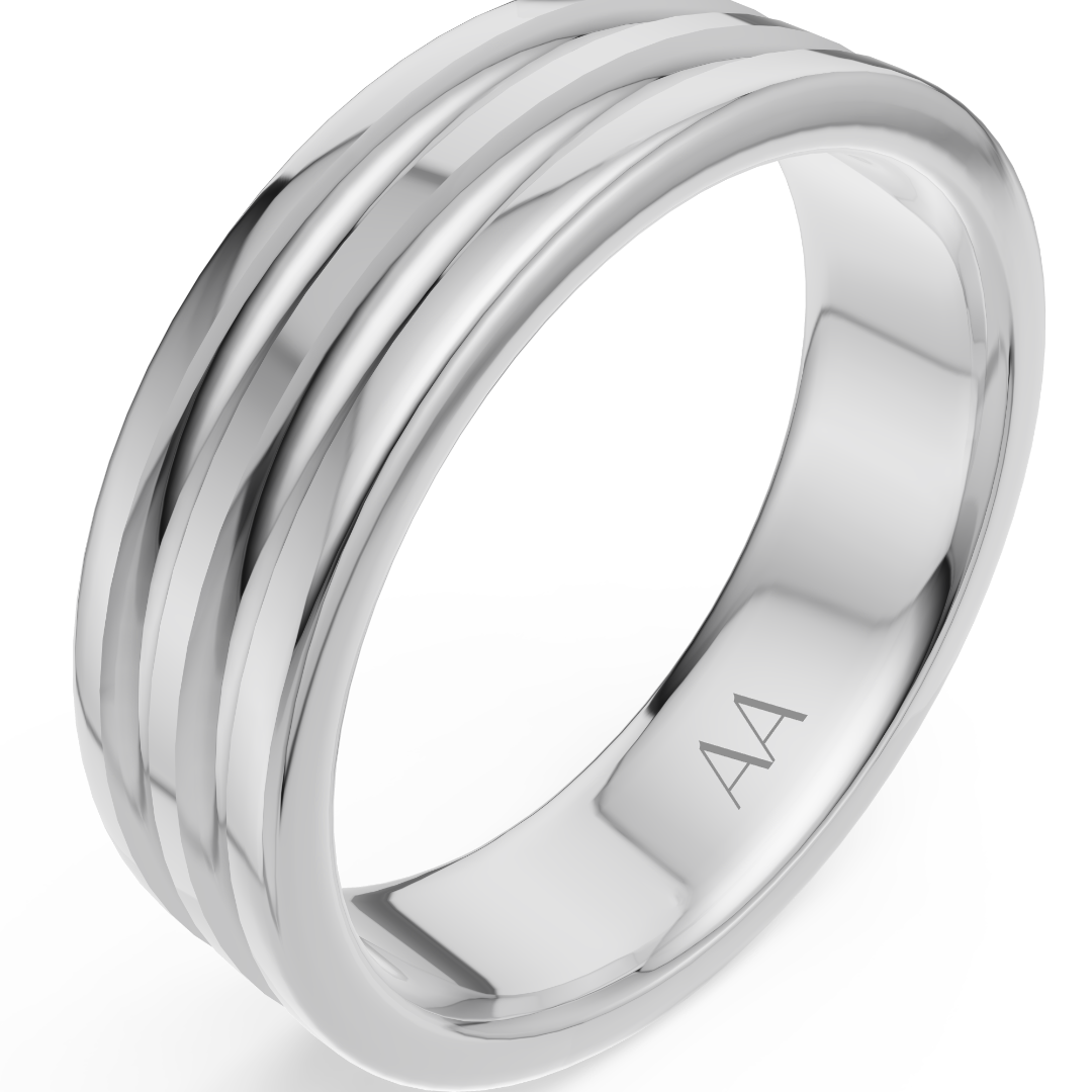 'Augustus' Fluted High Polished Mens Band