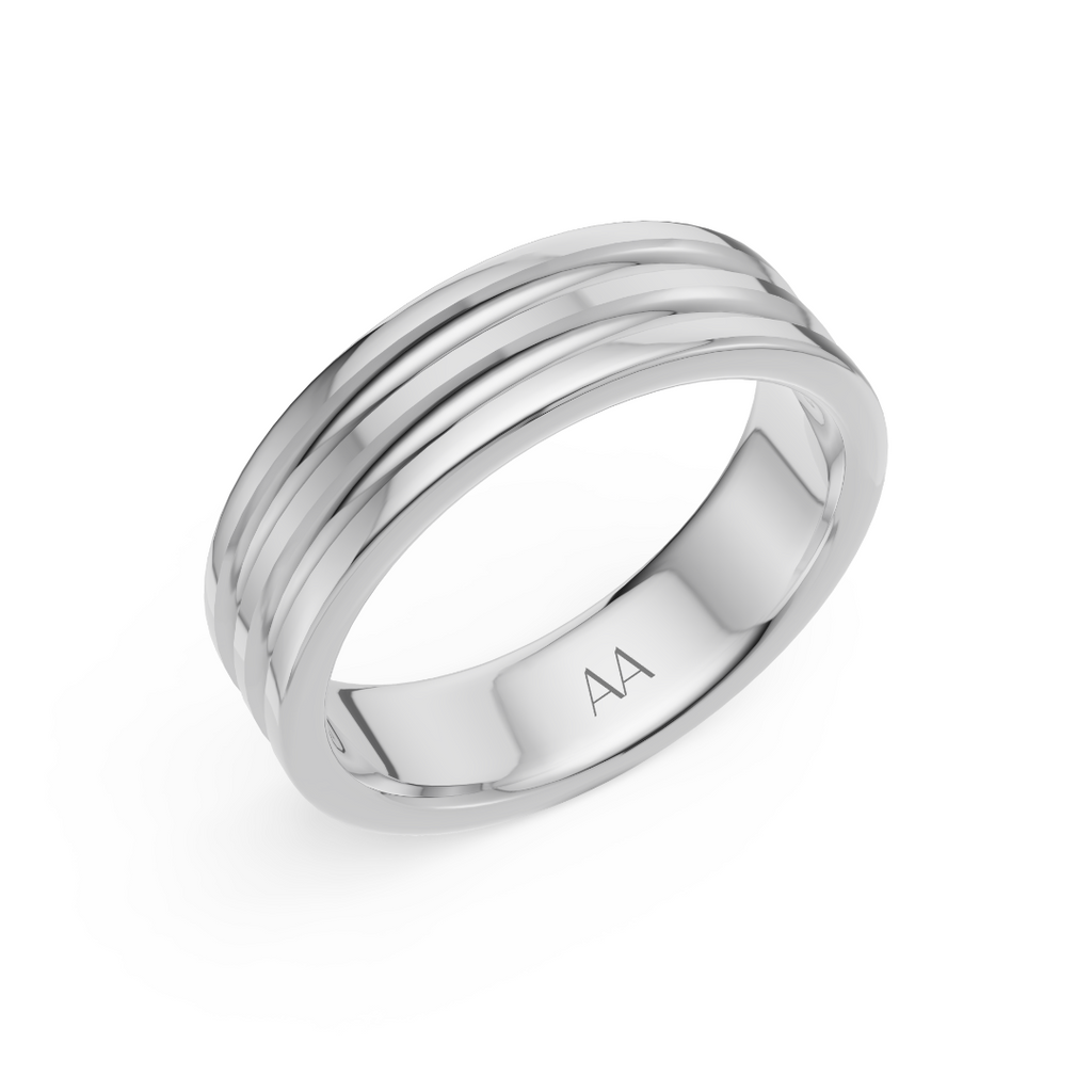 'Augustus' Fluted High Polished Mens Band