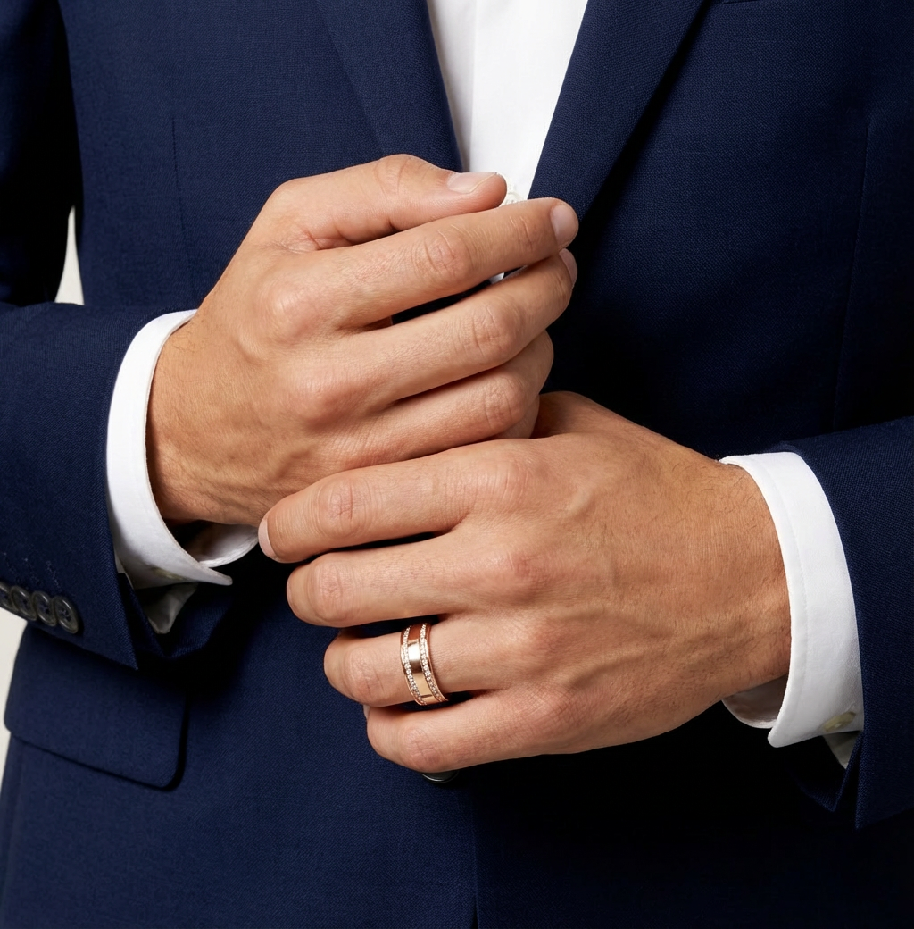 'Leo' Lab Diamond High Polished Mens Band