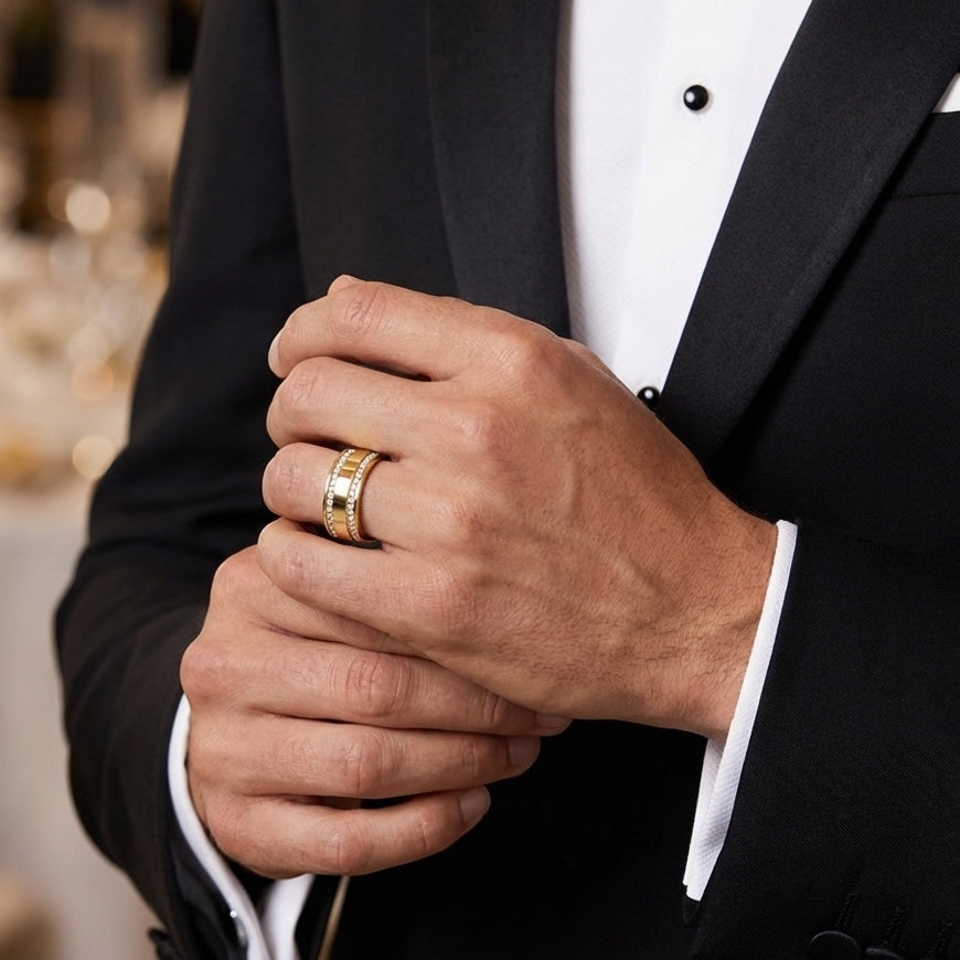 'Leo' Lab Diamond High Polished Mens Band