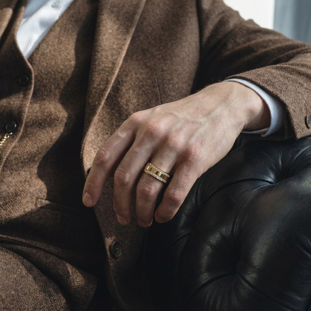 'Leo' Lab Diamond High Polished Mens Band