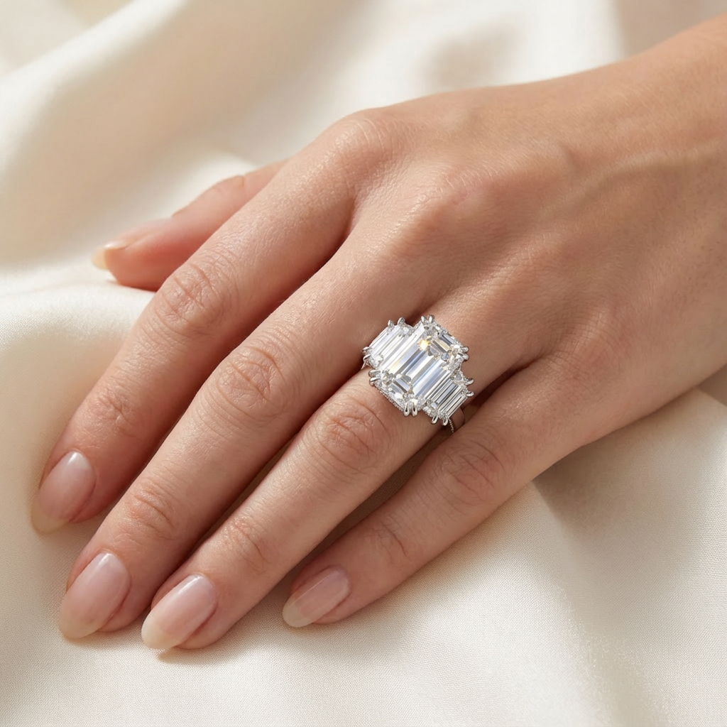 'Andromeda' Emerald Cut, Five Stone Lab Diamond Engagement Ring