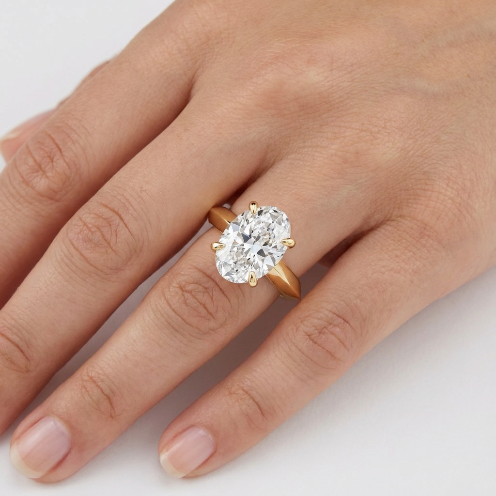 'Eros' Knife-Edge, High Polish Solitaire Lab Diamond Engagement Ring