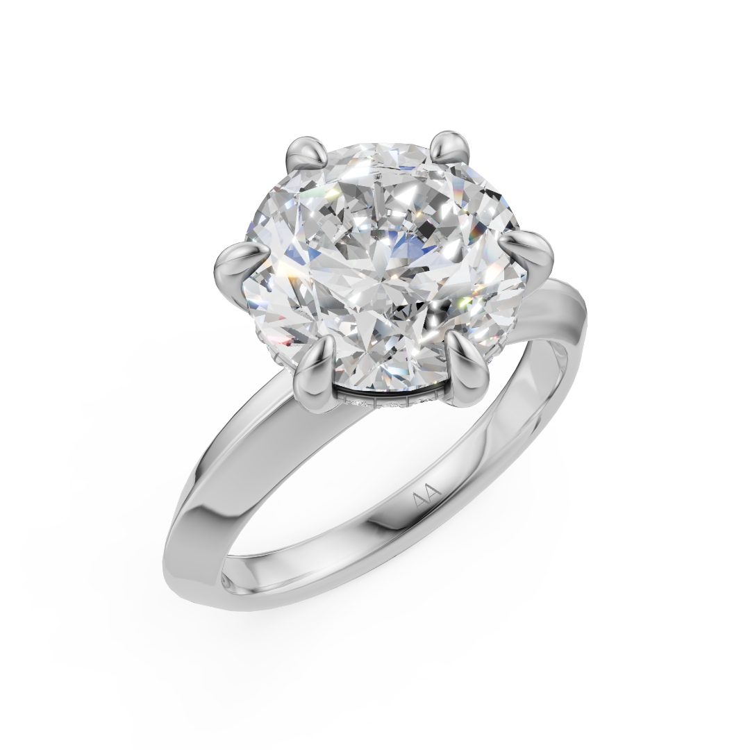 'Eros' 6-prongs, Knife-Edge Round Brilliant Cut Solitaire Lab Diamond Engagement Ring