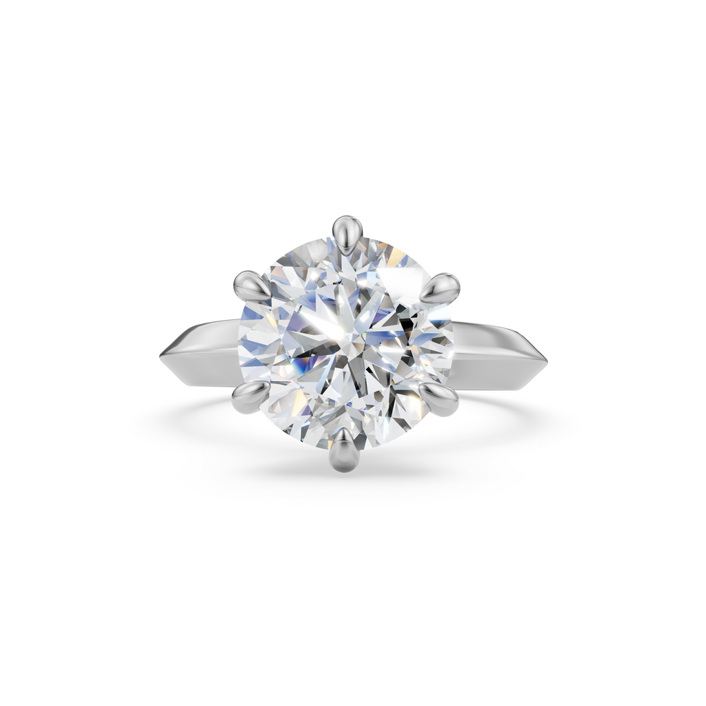 'Eros' 6-prongs, Knife-Edge Round Brilliant Cut Solitaire Lab Diamond Engagement Ring