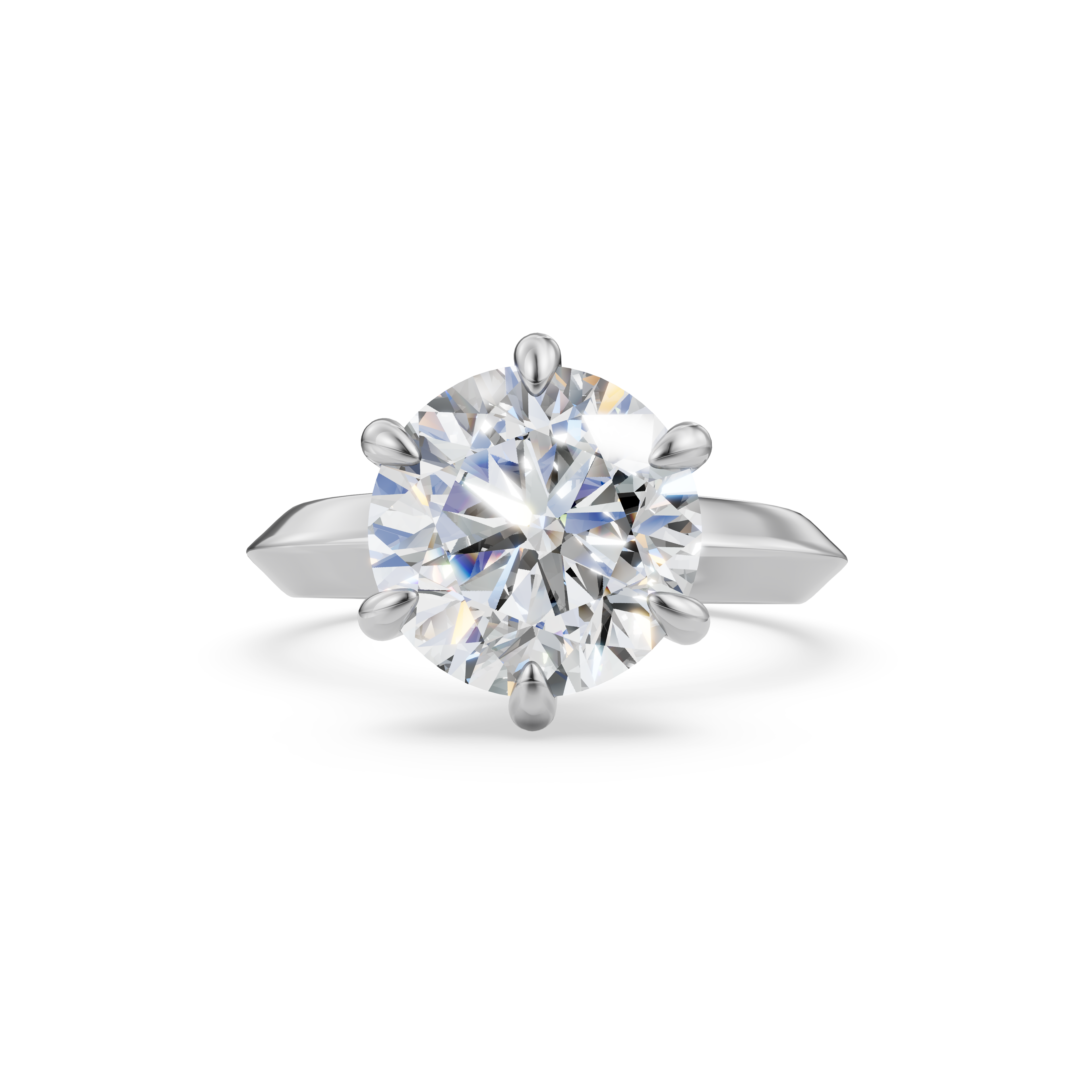 'Eros' 6-prongs, Knife-Edge Round Brilliant Cut Solitaire Lab Diamond Engagement Ring