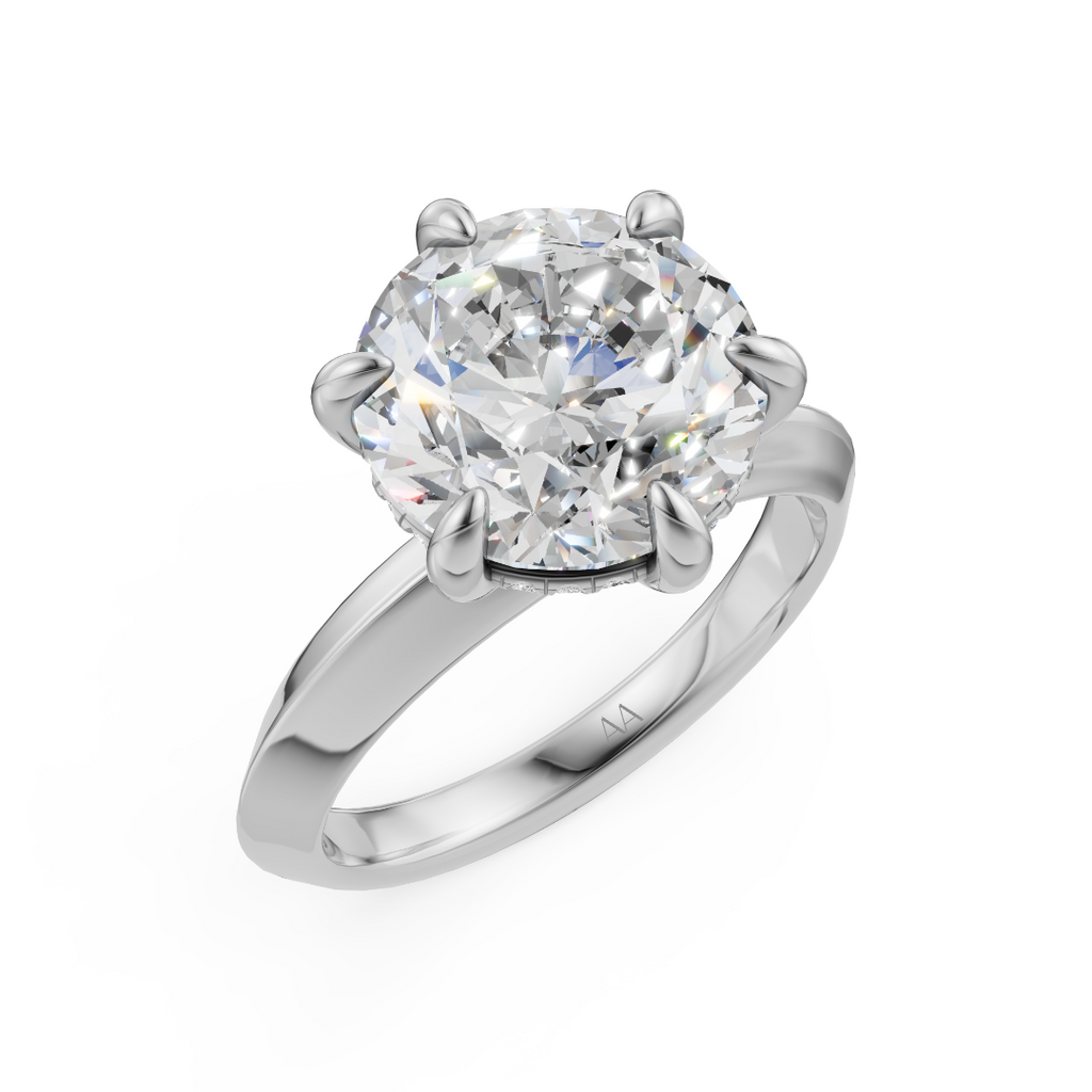 'Eros' 6-prongs, Knife-Edge Round Brilliant Cut Solitaire Lab Diamond Engagement Ring