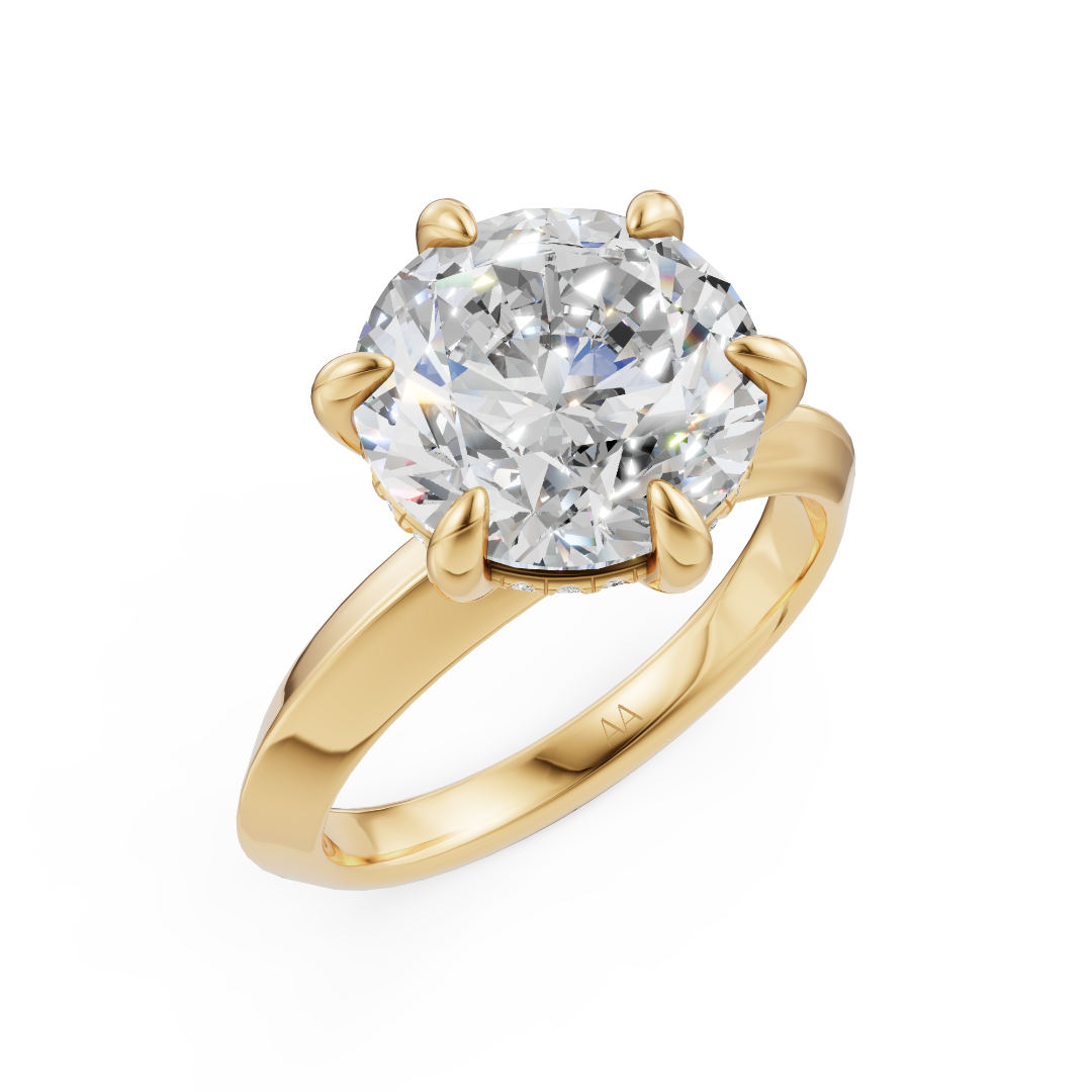 'Eros' 6-prongs, Knife-Edge Round Brilliant Cut Solitaire Lab Diamond Engagement Ring